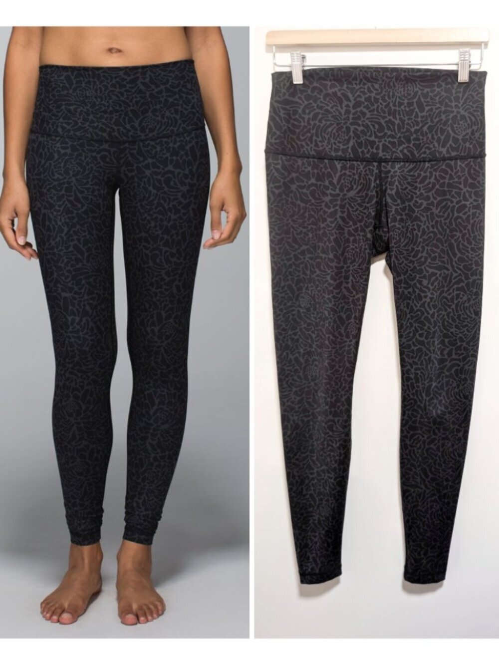 Lululemon | Wunder Under Pant Luxtreme (Roll Down) Petal Camo Printed Black